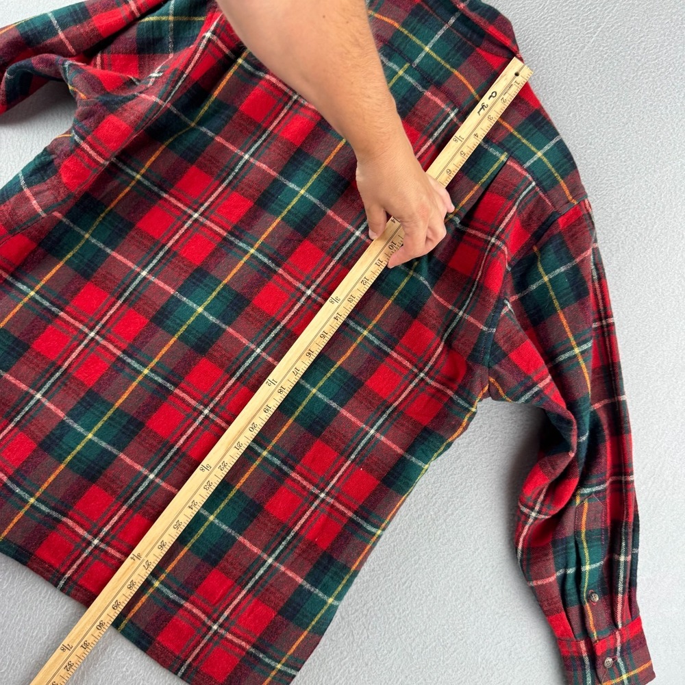 Vintage 80s Polo Ralph Lauren Wool Flannel Shirt Womens 8 Oversized Loop Collar - Picture 13 of 16